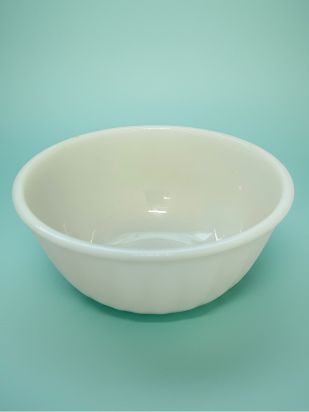 Vintage Fire King White Swirl Milk Glass Mixing Bowl - 6"